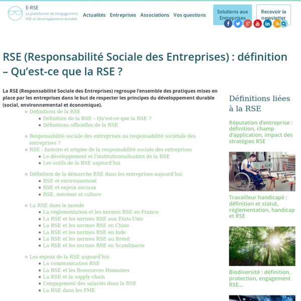 Définition : RSE (Responsabilité Sociale des Entreprises)