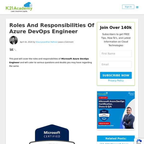 Roles And Responsibilities Of Microsoft Azure DevOps Engineer