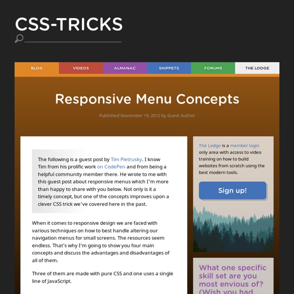 Responsive Menu Concepts