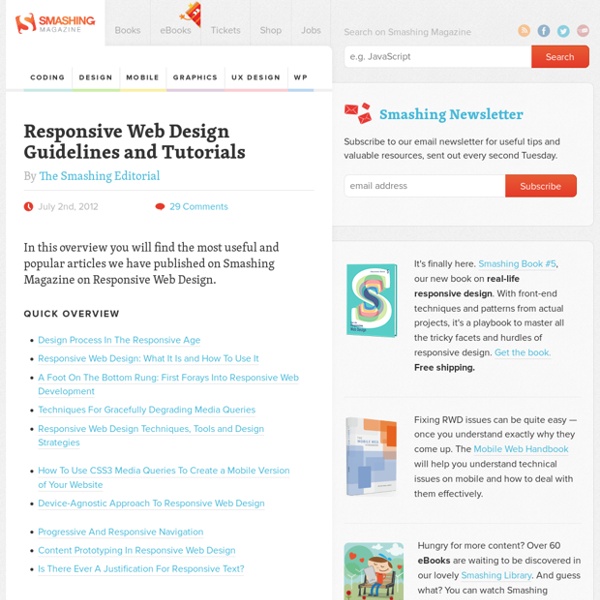 Responsive Web Design Guidelines and Tutorials - Smashing Magazine