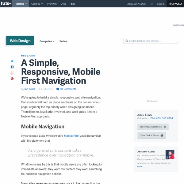 A Simple, Responsive, Mobile First Navigation