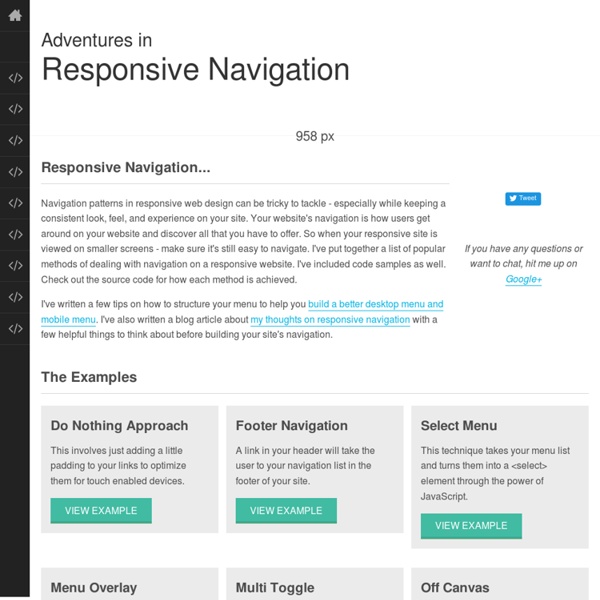 Examples of Navigation in Responsive Design