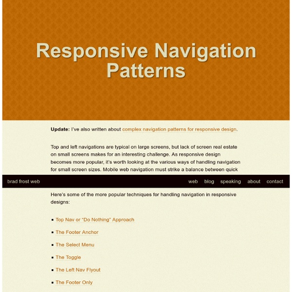 Responsive Navigation Patterns