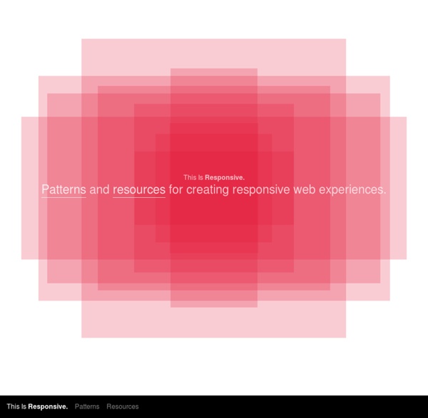 Tips, Resources and Patterns for Responsive Web Design