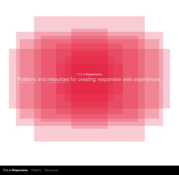 Tips, Resources and Patterns for Responsive Web Design