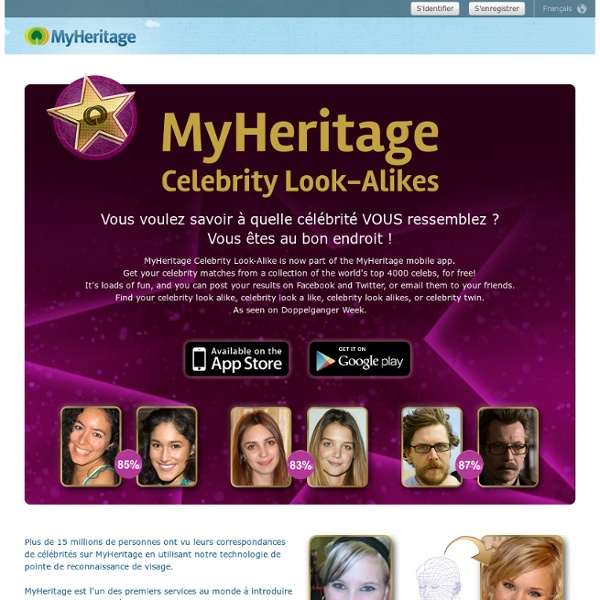 Reconnaissance de visage MyHeritage.com - ressemblances à des célébrités - MyHeritage.com