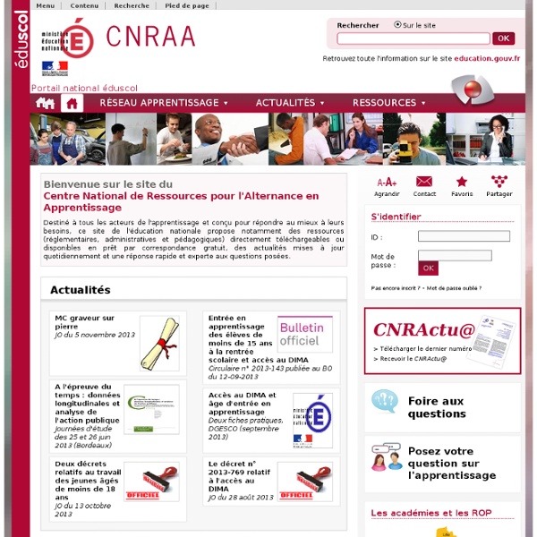 Centre National de Ressources pour l'Alternance et l'Apprentissage - CNRAA - Accueil