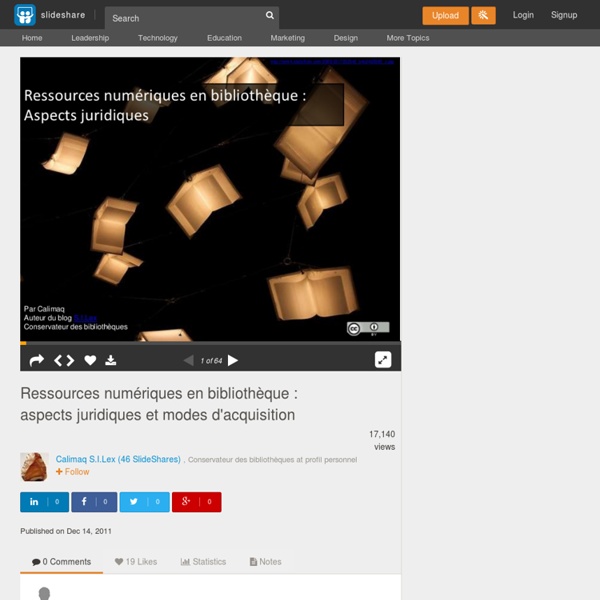 Ressources numériques en bibliothèque : aspects juridiques et modes...