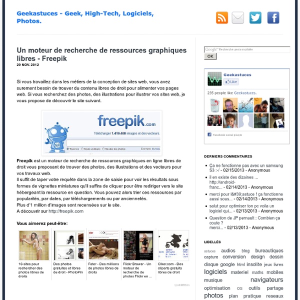 Un moteur de recherche de ressources graphiques libres - Freepik