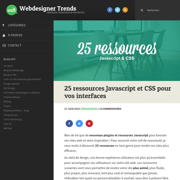 25 ressources CSS et plugins Javascript pour vos interfaces