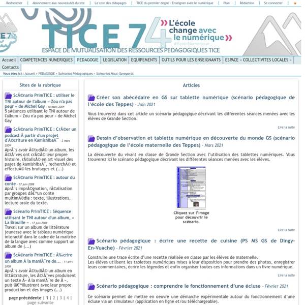 Tice 74 - Site des ressources pédagogiques TICE - Scénarios Haut-Savoyards