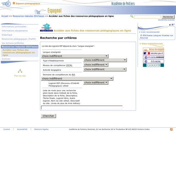 Accéder aux fiches des ressources pédagogiques en ligne - Espagnol