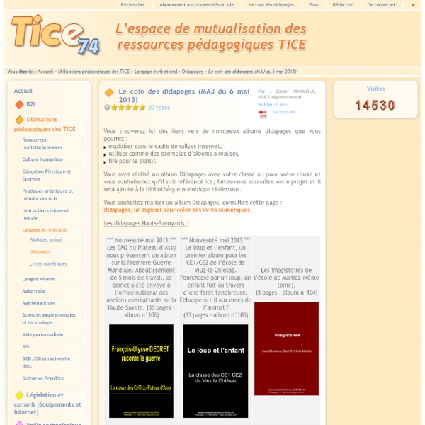 Tice 74 - Site des ressources pédagogiques TICE - Le coin des didapages (MAJ du 6 mai 2013)