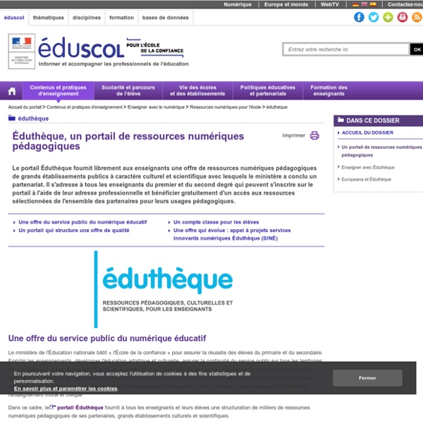 Enseigner au quotidien avec le numérique - "Portail de ressources Éduthèque"
