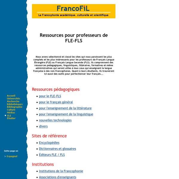 Ressources pour professeurs de français langue étrangère