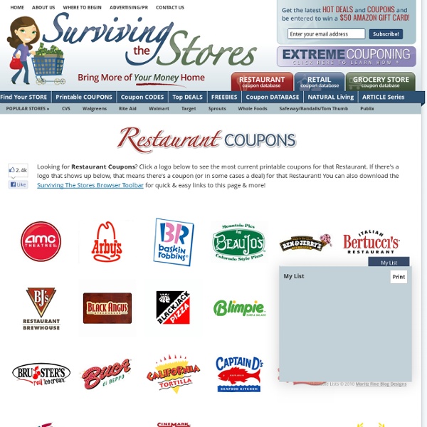 Restaurant Coupons - List of all current Restaurant Printable Coupons!