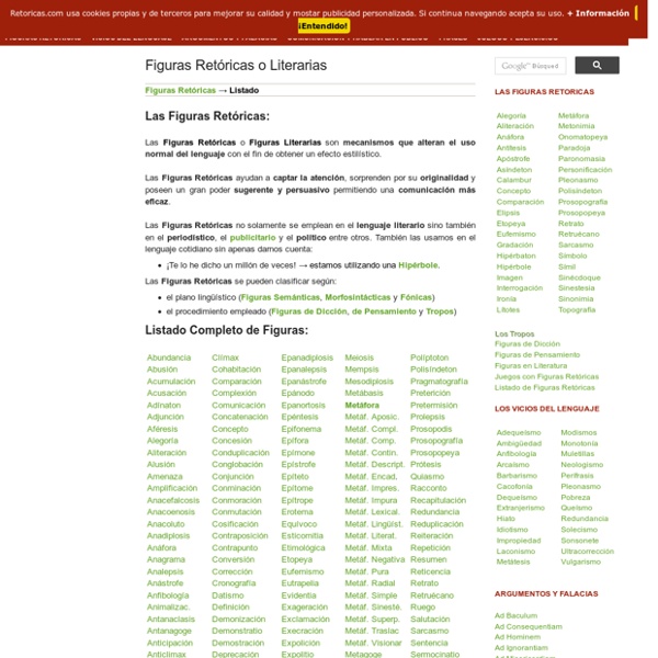 Retóricas: Figuras Retóricas o Literarias