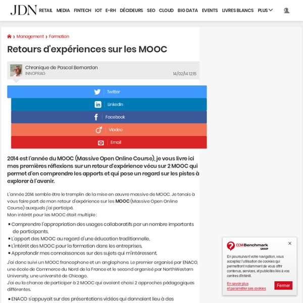 Retours d'expériences sur les MOOC (JDN, Pascal Bernardon)