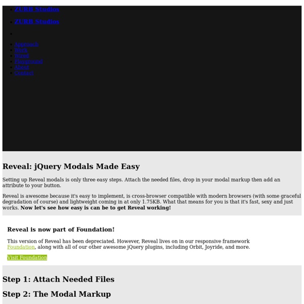 Reveal: jQuery Modal Plugin from ZURB - ZURB Playground - ZURB.com