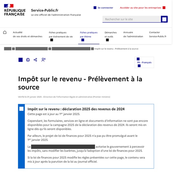 Impôt sur le revenu - Prélèvement à la source (PAS)