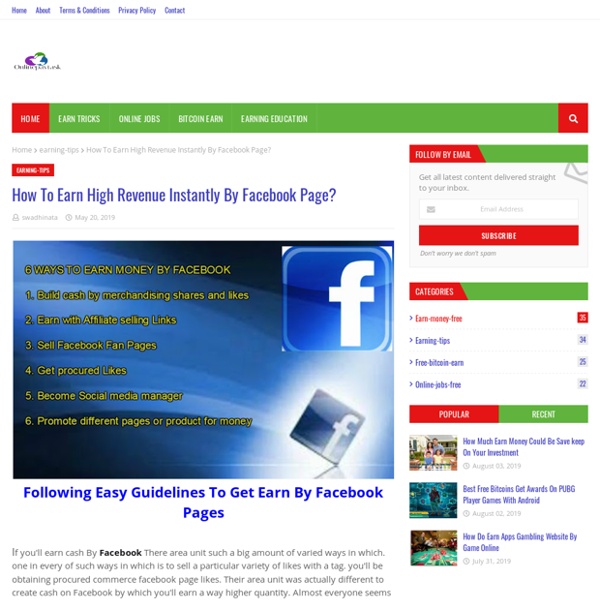 How To Earn High Revenue Instantly By Facebook Page?