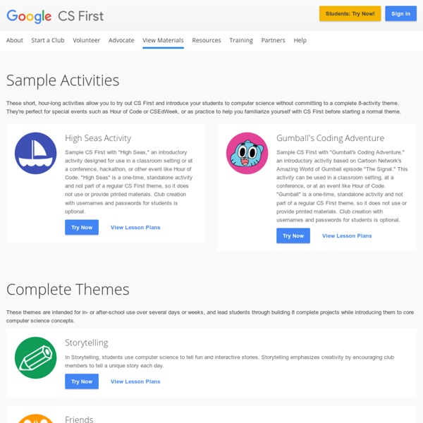 Google CS First - Variety of Scratch Project Curriculum
