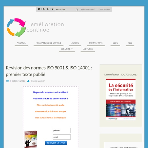 Révision des normes ISO 9001:2015 et ISO 14001:2015