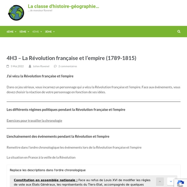 4H3 - La Révolution française et l'empire (1789-1815) - La classe d'histoire-géographie...
