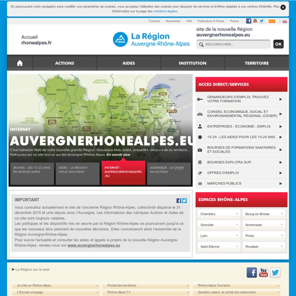 Rhonealpes.fr, site officiel de la Région Rhône-Alpes