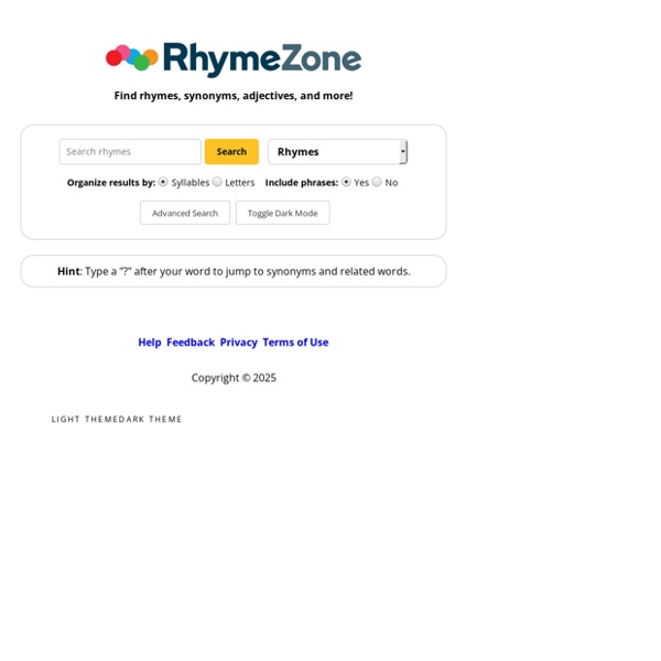 RhymeZone rhyming dictionary and thesaurus