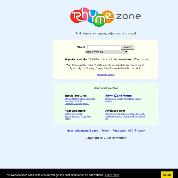 RhymeZone rhyming dictionary and thesaurus Pearltrees