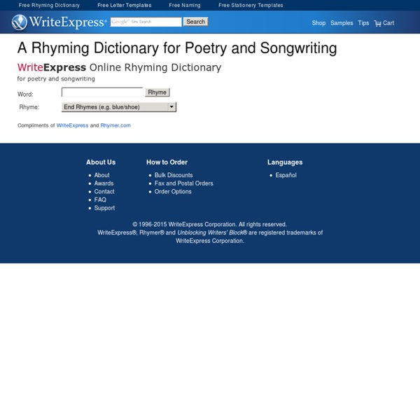 A Rhyming Dictionary for Poetry and Songwriting