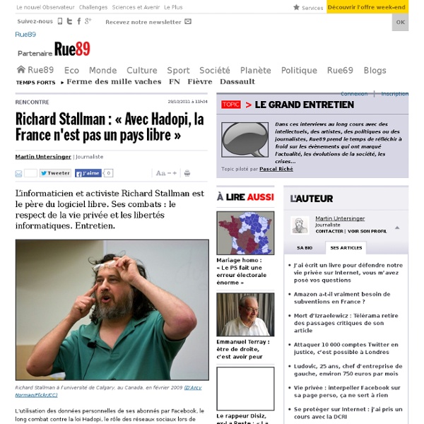 Richard Stallman : « Avec Hadopi, la France n'est pas un pays libre »