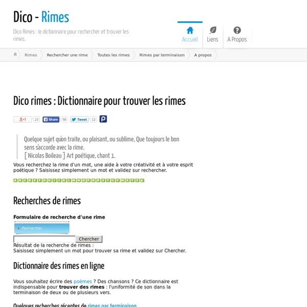 Rimes : Dico - rimes : Dictionnaire pour trouver des rimes