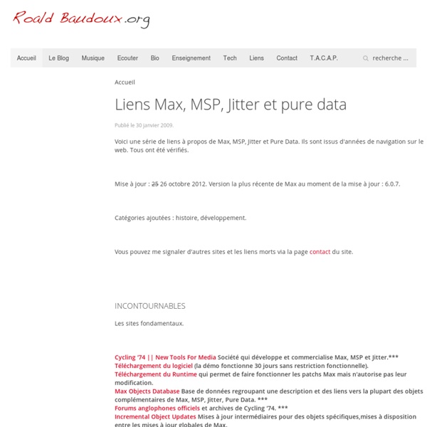 Liens Max, MSP, Jitter et pure data