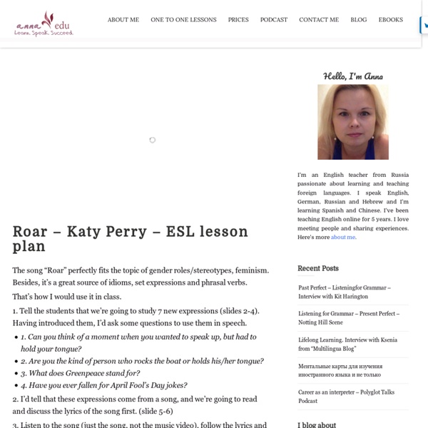 ESL song - Kety Perry - Roar - Lesson Plan