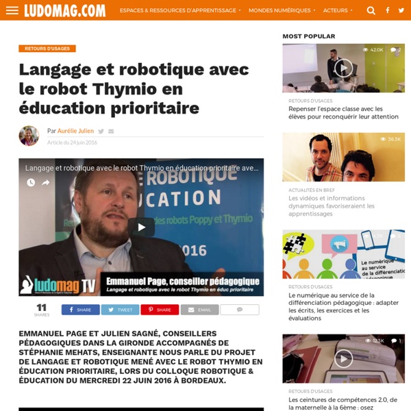Langage et robotique avec le robot Thymio en éducation prioritaire – Ludovia Magazine