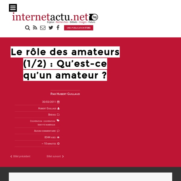 Le rôle des amateurs (1/2) : Qu’est-ce qu’un amateur