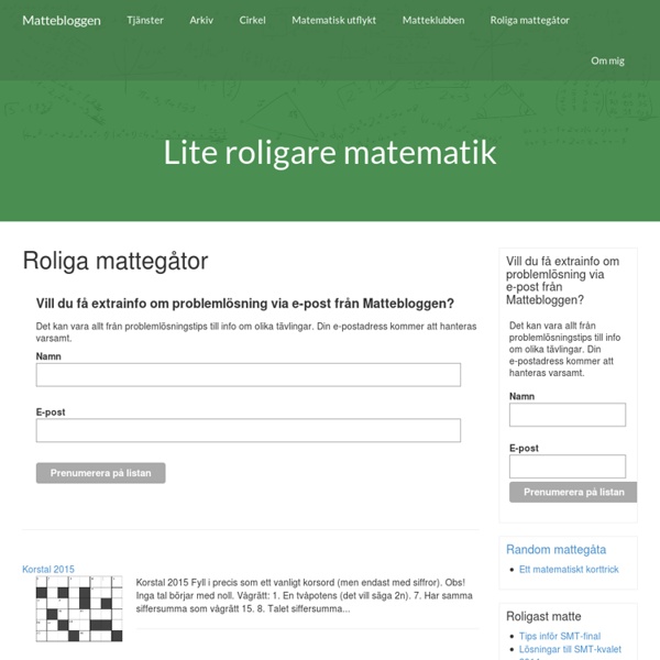 Roliga mattegåtor » Mattebloggen