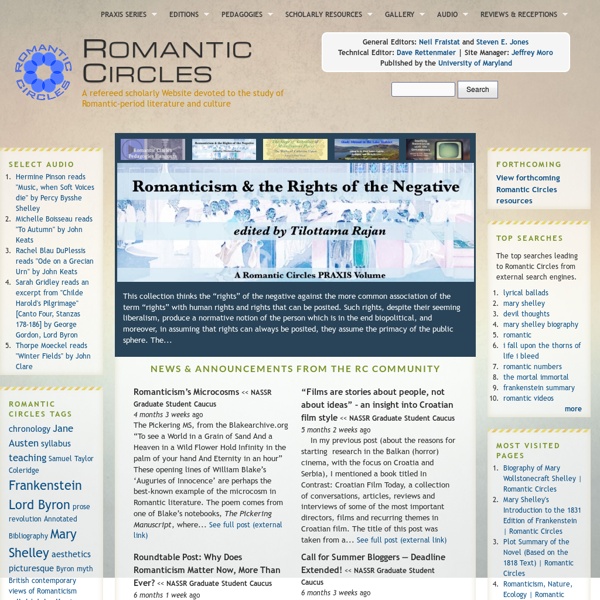 ROMANTIC CIRCLES - Romantic-period literature and culture