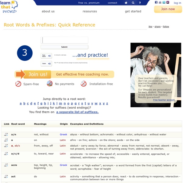 Word roots: The web's largest root words and prefix directory