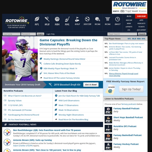 Fantasy Baseball, Fantasy Football, Fantasy Basketball, Fantasy Hockey and more - RotoWire.com