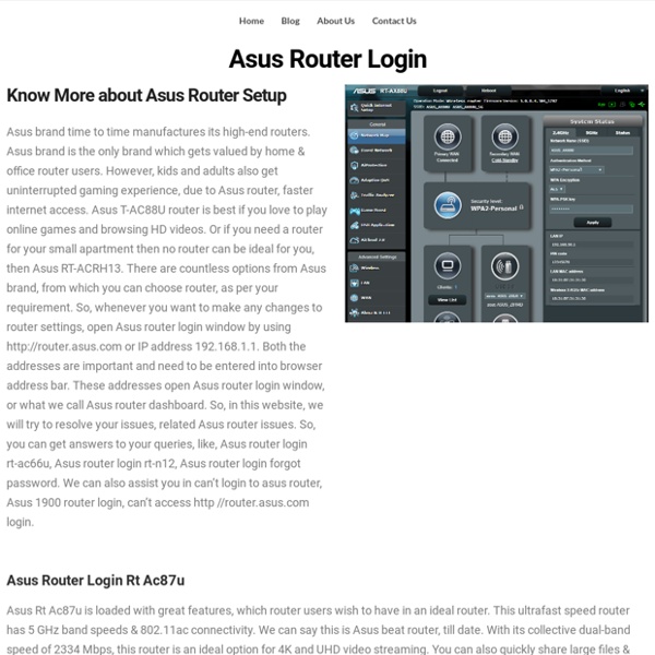 Router.asus.com Login - Asus Router Login - http://router.asus.com