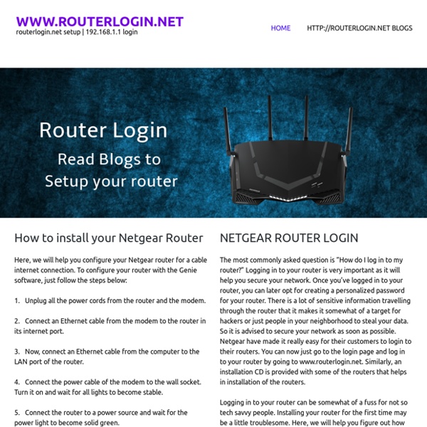 Routerlogin.net - www.routerlogin.net - 192.168.1.1 login