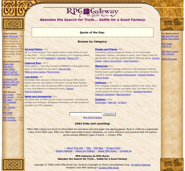RPG Gateway: Role Playing Games