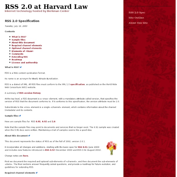 RSS 2.0 Specification (RSS 2.0 at Harvard Law)