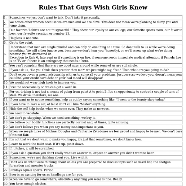 Rules That Guys Wish Girls Knew
