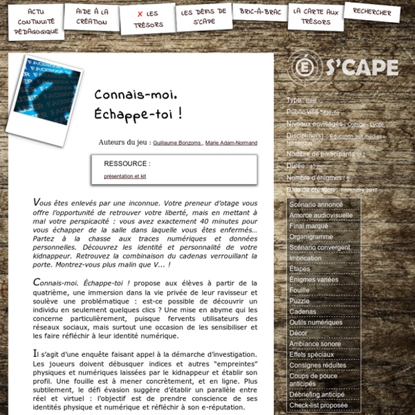 S'CAPE-Connais-moi. Échappe-toi !