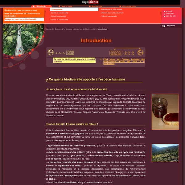 Sagascience - Ce que la biodiversité apporte à l'espèce humaine