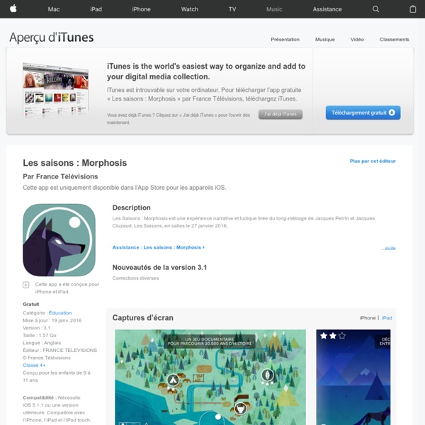 Les saisons : Morphosis dans l’App Store